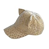 LeafIn ベビー 帽子 キッズ ハット キャップ 野球帽 ボールキャップ 日よけ 紫外線対策 UVcut帽子 ドット 水玉 耳付き 女の子 男の子 子供用 (頭囲44-46cm, ゴールド)