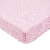 TL Care 100% Cotton Percale Fitted Crib Sheet, Pink/White Dot, 28 x 52 by TL Care