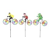 F Fityle 動物の自転車の風車　ウィンドバイク　可愛い　カイト庭　芝生の飾り　３個