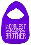 Dirty Fingers, I'm the Coolest Baby Brother, Boy Girl Feeding Bib, Purple by Dirty Fingers