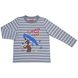おさるのジョージ ボーダー柄 長袖Tシャツ 天竺 Curious George 春物 fpo-pn9119 100cm グレー