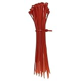 Perfk 結束バンド　タイケーブル　セルフロック プラスチック ナイロン　ケーブル　タイ　ワイヤー　コード 　 約100本　実用　頑丈　多種選べる - 赤, 4×300mm