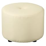 スツール オットマン 1人掛け 腰掛け PVC レザー ファブリック チェア 丸型 円形 イス 玄関 北欧 おしゃれ シンプル モダン (PVCホワイト)