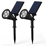 H-POWER【2個同梱】ソーラースポットライト ガーデンライト IP65防水 角度/輝度調節可能 4LED 200ルーメン