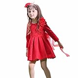 Pettigirl女の子ドレス 子供レッド長袖秋冬ワンピース パーティー 結婚式 7才-8才 [並行輸入品]