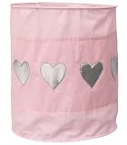 Taftan Hearts Silver Lampshade Fabric (Pink) by Taftan