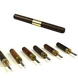 lieomo 6pcsレザーハンドエボニーハンドルエッジSkiving Craft 0.8 mm-2 mmツールセット