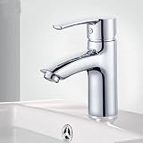 Matee真鍮バスルームシングル穴Wash Basinホット/コールドミキサー蛇口クロムメッキ