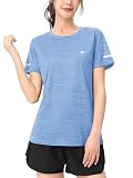 [TACVASEN] 半袖tシャツ レディース スポーツ 無地 速乾ｔシャツ トップス トレニングウェア 通気 ドライ 登山 釣り服 ゴルフウェア 夏服 涼しい 冷感 ライトブルー 2XL
