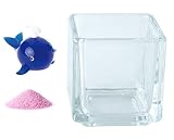 花市場直送便 ミニチュアガラス クジラB ディープブルー & カラーサンド ラベンダー & 植え込み用グラス ニューブロックS