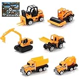 PALTIA 建設車両 おもちゃ 6台 セット 作業車両 ミニカー 合金 室内 砂遊び プレイマット付き 男の子 ギフト