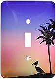 3dRose LLC lsp_76698_1 Tropical Palm Trees and Pelican Silhouette At Sunset Beach Nautical Seaside S