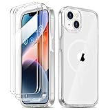 COOLQO マグネット式 iPhone 14 ケース iPhone 13 ケース [MagSafe対応] [カメラ+スクリーン] プロテクター付き ミリタリーグレード保護 保護バンパーカバー iPhone 13 / 14用スマホケース クリア