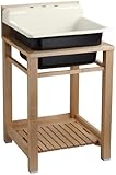 Kohler K-6608-3P-96 Bayview Wood Stand Utility Sink with Three-Hole Faucet Drilling on Top of Backsp