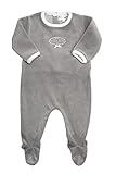 Cream Bebe Newborn Baby Oval Design Footed Romper, One-piece Footie (0-3 Months, Grey) by Cream Bebe