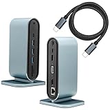 Leehitech 12-in-1ドッキングステーション【4K HDMI+1080P VGA+4*USB 3.0+100M RJ45+PD100W充電+Type C データ転送+TF&SD+3.5mmヘッドフォンジャック】複数のポートが同時に動作する。Macbook Air/Pro、Rog Ally、Dell、XPS、HP、Surface Go、Samsung、Lenovoなどに対応