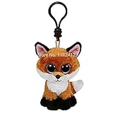 New TY Beanie Boos Slick the Fox Plush Clip Cute Keychains Key Chain 8cm Ty Big Eyes Plush Animals K