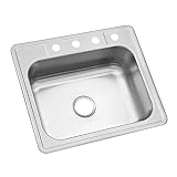 Glacier Bay差し込み式ステンレススチール25 in。4-holeシングルボウルキッチンシンク