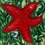 赤ヒトデスター魚装飾セラミック壁アートタイル6 x 6