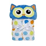 Baby Gear Baby Boys Velboa Plush Hooded Animal Buddy Character Full Expanding Blanket With Gift Wrap