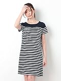 Angeliebe エンジェリーベ マタニティ ワンピース 授乳口付き 無地 × ボーダー 切替 ワンピ 妊婦服 吸汗速乾 産前 産後 半袖 M ネイビー 21817 21817360