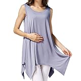 【Ani Mam Kids】レディース カットソー キレイめ マタニティ 授乳服 産前産後 タンクトップ チュニック 授乳口付 オールシーズン トップス (L, グレー)