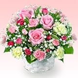 誕生日フラワーギフト　花キューピットのピンクバラのアレンジメント花 ギフト 誕生日 プレゼント