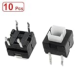uxcell タクトスイッチ プラスチック 金属 電気部品 プッシュボタンスイッチ アクション 瞬時接触 8mm x 8mm 4ピン 10個入り