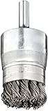 Weiler Wire End Brush, Banded, Round Shank, Steel, Partial Twist Knotted, 1-1/8" Diameter, 0.02" Wir
