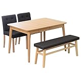 ダイニング4点セット -Rampo-ランポ 伸縮テーブル幅120-150・ベンチ＆チェア ブラウン 代引不可