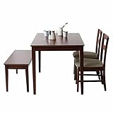 3244 ダイニング４点セット 4人用 ラバーウッド テーブル W120 ダイニングチェア 2脚 ベンチ1台 (ブラウン)