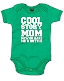 (お話最高だったよママ、次はミルクとって来て。) Cool Story Mom Now Go Make Me A Bottle, プリント　ベビースーツ - グリーン/白 12-18 ヶ月