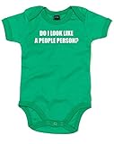 (人間っぽい人に見えますか？) Do I Look Like A People Person?, プリント　ベビースーツ - グリーン/白 12-18 ヶ月