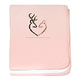 CafePress – Buck ND Doeハート – スーパーソフトベビー毛布、新生児おくるみ ピンク 08365441386832E