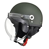 リード工業(LEAD) バイクヘルメット ジェット CROSS バブルシールド付き マットグリーン CR-760 - FREE (頭囲 57cm~60cm未満)