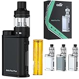 Eleaf iStick Pico Plus Melo 4S スターターキット+3000mAh 18650 バッテリー 電子タバコ リキッドなし ニコチンフリー EC コイル べいぷ セット 電子タバコ 本体 タンク (本体+アトマイザースターターキット, ブラック)