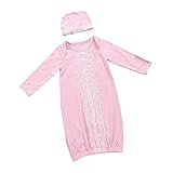 Tovadoo 子供服 ベビー服 女の子 寝袋+帽子 秋冬 長袖 パジャマ シュラフ レース リボン 可愛い キュート 部屋着 保育園