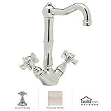 Rohl A1470XMPN-2 A1470Xm-2 Country Kitchen Bar Faucet with Metal Cross Handles, Polished Nickel [並行輸
