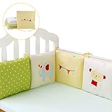 Herasa 100 %コットンパーケール通気性パッド入りメッシュベビーベッドバンパーパッド herasa