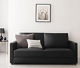 合成皮革(PVC) モダン デザイン ソファベッド (Perwez)　3人掛け　幅：約180cm (ブラウン)