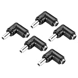 uxcell 5個 DC電源アダプタ 90度 女性5.5mm x 2.1mmから男性5.5mm x 2.5mmプラグチップ 1.2"ワイヤー付き 外部電源用