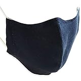 [クインテット] 蒸れない 麻マスク 抗菌 防臭加工 日本製 麻 リネン 布マスク 洗える 洗濯 ファッションマスク オシャレ 大人用 小さめ 大きめ 11-msk-601 (ネイビー, 小さめサイズ)