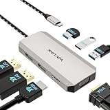 WAVLINK USB Cドック4kディスプレイ、7 in1ノートパソコンドック、マルチポートアダプタ、デュアル4K DP、4K HDMI、1080P VGA、480Mbps USB2.0-A MacBookです