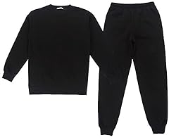 Aoakua ふんわり 軽い スウェット 上下セット ポケット付 裏起毛 あったか 楽ちん ルームウェア (LL, ブラック)