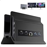 PULWTOP 11 in 1 USB C ドッキングステーション 2画面出力 2 HDMI 4K 60Hz + 3 USBA/C 3.2 10Gbps + 2 USB A 5Gbps + USB-A 2.0 + RJ45 イーサネット + PD3.0 100W出力+ USBC to ホスト 縦置きスタンドとドック 拡張ドッキング Win対応 (アダプターが含まれない) (ブラック)