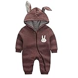 エルフ ベビー(Fairy Baby)赤ちゃん着ぐるみ カバーオール ロンパース フード付き うさぎ耳 長袖防寒着 80cm 茶褐色