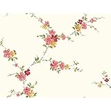 York Wallcoverings Casabella II Blossom Trail Wallpaper Memo Sample, 8 by 10-Inch, Bright White, Pea
