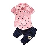 Burning Go ベビー服 ワイシャツ ハーフパンツ Tシャツ 男の子 半袖 髭柄 ロンパース ズボン スーツ 幼児 2点セット 夏 ジュニア お出かけ 普段着 70/80/90/100cm