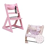 子供用ダイニングチェアー 「マジカルチェアーセット（椅子本体ピンク色＋クッション ベアー）」 木製ベビーチェアー グローアップチェア 専用クッション付き オリジナルハイチェアー