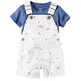 カーターズ carter's 男の子用Beach Bum白デニムショートオールxブルーTシャツお出かけ用上下2点セット (12months(72-78cm)) [並行輸入品]